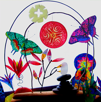 Garden of butterflies made with encaustigraphics
